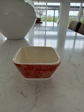 Threshold Orange and Cream Floral Square Serving Bowl